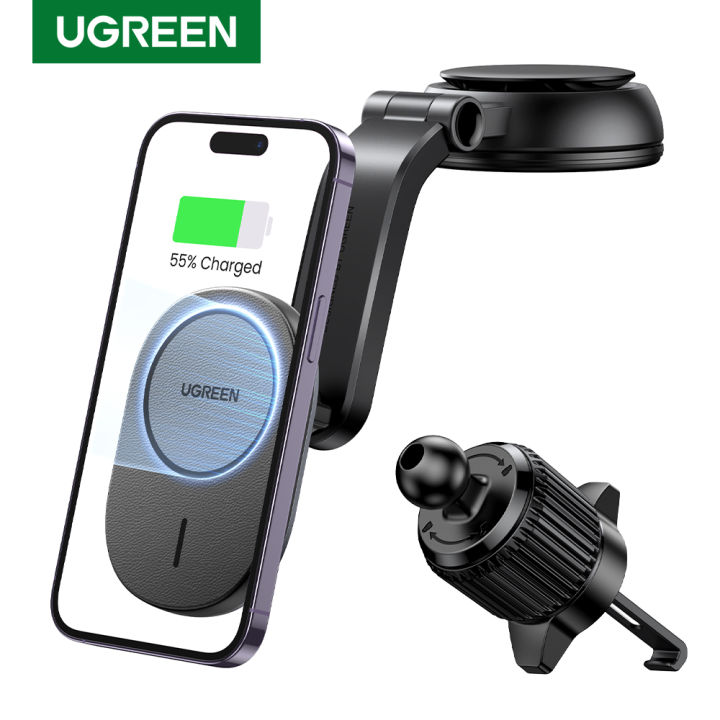 UGREEN 3-in-1 Magnetic Wireless Car Mount Charger for iPhone