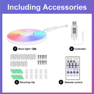 RGBIC Light Strip Neon Light 5M/3M Bluetooth LED Neon Music Sync Strip IP67 Waterproof