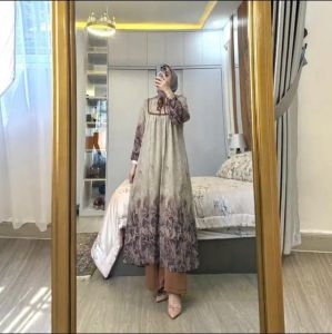 oneset long tunik ceruty setelan celana crincle premium