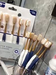 6-Pack Ultra-Fine Carbon Nanoparticle Soft Bristle ToothbrushesSmall Brush Head for Deep Cleaning Ideal for Family Oral Care Suitable for Adults Couples and Families
