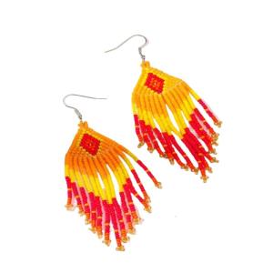 Thanh Lịch tua rua đính cườm Bông Tai Phong Cách Bohemian hạt thủy tinh Handmade Dangle Tai Phụ Kiện Cho Phụ Nữ