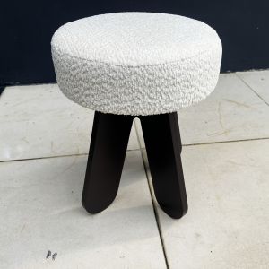 Milo Bouclé Stool / Mid-Century Round Ottoman - FRM4063