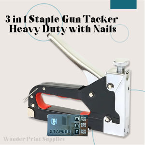 WPS 3in1 Manual Staple Gun Tacker Heavy Duty Professional with Multiple Usage Stapler for Wood DIY Upholstery