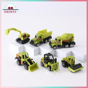 Skinye [Ready Stock] Kawayi Cute 6pcs set Educational Toys Alloy Plastic Engineering Truck Car Construction Model Vehicle Loader Tractor Excavator For Kid Gifts