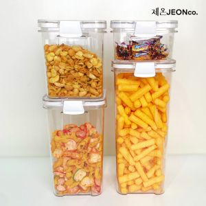 Toples Penyimpanan Snack Kotak Bening Multifungsi - Tempat Penyimpanan Makanan Kedap Udara