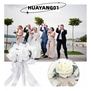 HUAYANG01 [2023 new HOT FASHION] Bó Tay Cô Dâu cầm hoa Hồng Nhân Tạo bó hoa lụa trang trí phù dâu