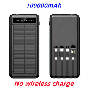 Powerbank Fast Charging 3 Kabel Solar Panel Cahaya matahari kapasitas  Solar Power Bank 100000mAh Powerbank Solar Energy Outdoor