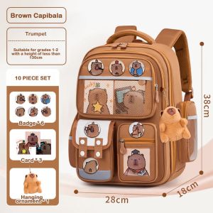 DORADO Hoạt hình Ba lô capybara Sức chứa lớn Không thấm nước Cặp sách Dễ thương Trọng lượng nhẹ Ba lô cho học sinh Trường học