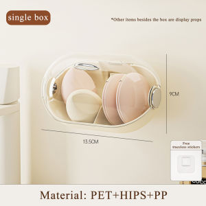 Beauty Egg And Sponge Storage BoxWaterproof No Punching Wall Mounted Storage Container Transparent Cover Dustproof Cosmetics Storage Breathable Compartment Design Home Beauty Tool Storage Box
