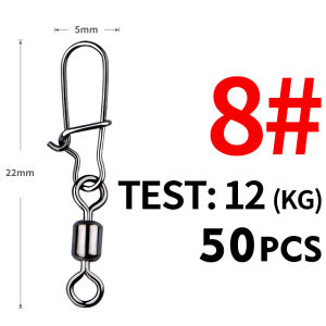 50Pcs 2/4/6/8# Swivel Interlock/Snap Rolling Fishing Connector/Konektor Memancing Snap Rolling