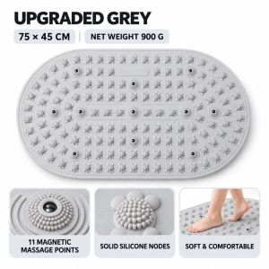 【SG】VIVA Silicone Foot Massage Mat 45x75cm Acupressure Reflexology Mat with 11 Magnets & 153 Nodes Non-Slip Pink/Grey