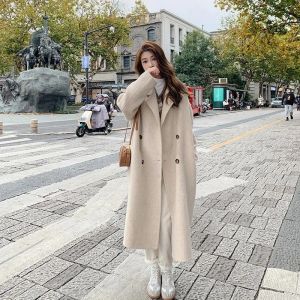 COD✅[24-hour delivery]Double Layer Thick Windbreaker Womens Korean Waist Slim High-end Ladies Long Trench Coat Jacket