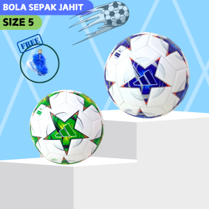 BOLA SEPAK JAHIT / BOLA TENDANG SIZE 5 FREE PENTIL DAN JARING
