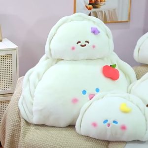 Kawaii Dumpling Shaped Plush Pillow Soft Stuffed Cushion with Cute Face Designs Cute Plush Doll