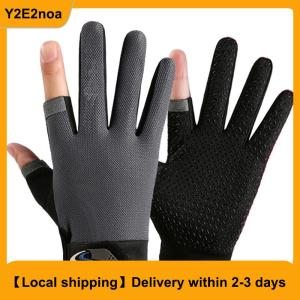 【Local shipping】 1Pair Anti-Slip Breathable Fishing Gloves Two Finger Cut Durable Outdoor