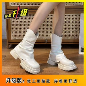 [Free Shipping] New Autumn And Winter Styles: WomenS Chunky-Soled Ankle-High Boots Casual And Breathable Slimming Effect Fashionable And Versatile