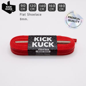 (หนา2ชั้น ไม่บาง พรีเมี่ยม) KICKKUCK (คิกคัก) เชือกรองเท้าสีแดง (RED) (แบบแบน)FLAT ความยาว90120.140160180cm. เสปคแบรนด์