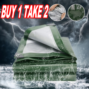 【BUY 1 TAKE 2】Tarpaulin Waterproof Sunscreen Double-Sided Available (With Holes) Tarpaulins Tarpaulin Car Cover Building Rainproof Waterproof Tarpaulin Heavy Duty Outdoor Portable Rainproof Canvas Car Sunshade Canopy