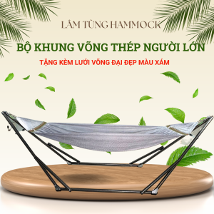 Trọn bộ khung thép sơn tĩnh điện màu đen ống 32 + Lưới võng đại vip siêu rộng an toàn cho trẻ