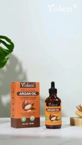 Yoken USDA Argan Oil 4oz Cold Pressed Oil with Dropper for Hair Scalp Face    Organic Pure Natural Moroccan Morocco Oil Glass Bottle Travel Size Frizzy Hair Oils for Face Morraco aceite de argan cabello