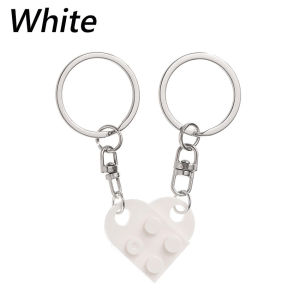 Cute Love Heart Brick Pendant Necklace for Mother and Daughter Couples Women Lego Elements Mothers Day Jewelry Gift Matching Paired Legoes Brick Block Love Heart Keychain Keyring for Couple Lovers Best Friends Bff Women Men Friendship Trinket