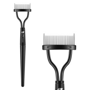 Ducare eyelash comb separator eyelashes eyebrow mascara brush applicator eyelash definer with comb cover cosmetic brushes tool (black)
