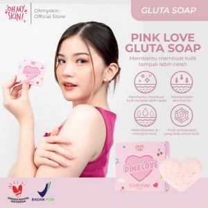 ( SBS ) PINK LOVE GLUTA SOAP sabun pencerah badan Oh My Skin Sabun pemutih badan Pink Love berbentuk Hati Sabun Oh My Skin Original Semarang Beauty Skin