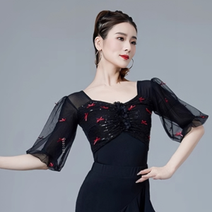 เสื้อเต้นรำสไตล์ใหม่ของผู้หญิงชุดเต้นรำห้องบอลรูมเต้นรำละตินเต้นรำเพลงวอลทซ์สไตล์ใหม่