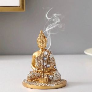 FFBH Home decoration indoor Buddha statues Zen Buddha incense burners incense burners home decoration meditation spirit T2Y7B