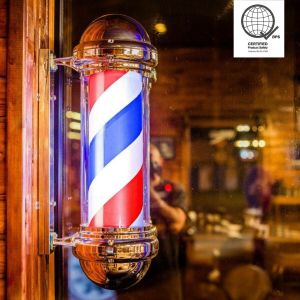 70CM Barber Shop Pole Red White Blue Rotating Light Stripes Sign Hair Salon