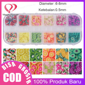 12Girds Campuran Bunga buah Ikatan Simpul Nail Art Tips Glitters Slice Dekorasi Manicure