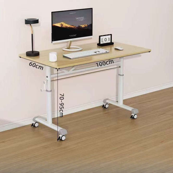 Mobile Computer Table With Wheels Learning Wood Study Desk For Kids ...