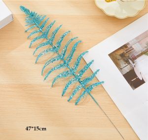 47*15CM Hiasan Natal Daun Pohon Cemara Glitter Warna Warni Ornamen Tanaman Palsu Natal Dekorasi Akesoris Meriah Merry Christmas PKUA
