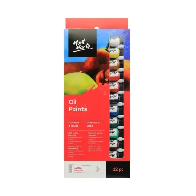 Oil Paint Set – 24/18/12 ml Tubes | Mont Marte Signature Oil Paint Buttery Consistency High‑Pigment Satin Finish