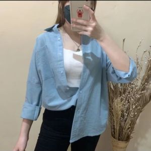 Kemeja Wanita Linen Oversize Olivia Shirt Linen Pocket