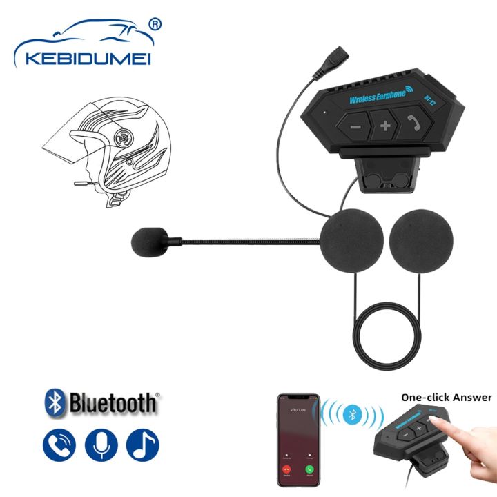 Kebidumei Bt-12 Motorcycle Helmet Bluetooth Headset Intercom Moto Bike