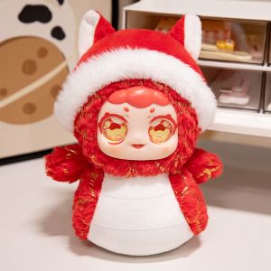 JDTYJDT ผ้าฝ้ายพีพี ตุ๊กตางูปีนป่าย สไตล์จีนจีน บิ๊กอายส์ ตุ๊กตามาสคอตงูปี ตุ๊กตางูราศีของเล่น นุ่มนุ่มๆ ตุ๊กตางูนำโชค ของขวัญปีใหม่