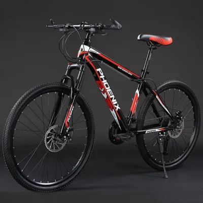 Phoenix Mountain Bike Carbon Fiber Mountain Bike 24-Inch 26-Inch Variable Speed MTB Bicycle Disc Brake Front Suspension Men Women Adult