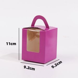 Colorful Pastry Box Single Solo Cupcake Box Cookies Boxes Individual Box with Handle 1pcs 2M55
