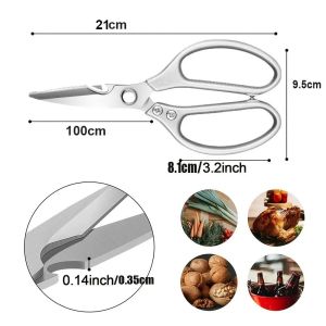 2Pcs Stainless Steel Kitchen Scissors/Chicken Bone Scrape Fish Scales Shears/Bottle Opener Scissor