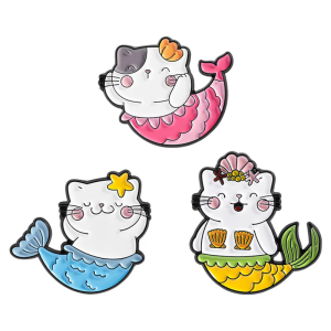 Elegant Mermaids Cats Brooch Pin Vibranting Cartoon Designs Alloy Accessory For Clothing Bags Gift Giving