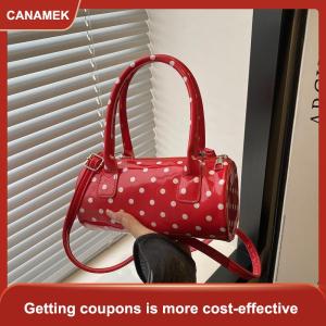 【CANAMEK】 Hàn Quốc Polka Dot Mini PURSE Barrel Shape Crossbody Bag đối với phụ nữ hàng đầu xử lý Trọng lượng nhẹ bảng Đảng phụ kiện