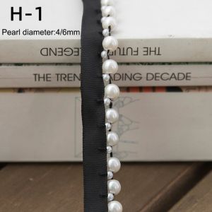 YUDESHUI Gold White Pearl Lace Trim 1Yard Beads Decoration Ribbon Edge Applique Trim Embroidered Applique Wedding