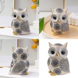 Họa tiết hoa Owl bức tượng bức tượng trang trí văn phòng nhà cửa nhựa Tượng điêu khắc hình động vật cho giá sách và giá đỡ TV trang trí
