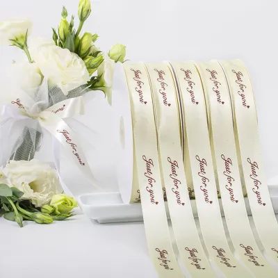 2cm 100yards Satin Ribbon with Just for You Printing Gift Wrapping Birthday Gift Christmas Wedding Ribbon