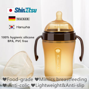 Baby Silicone Milk Bottle Feeding Bottle Anti-Colic Natural Feel Non-Collapsing Nipple