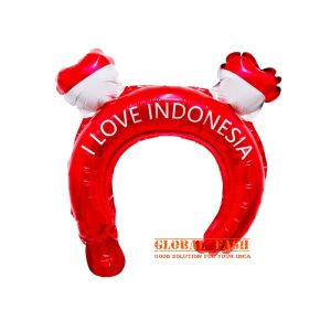 isi 50 Balon foil Bando Merah Putih / Balon Bando Dirgahayu Ri  I love Indonesia / balon bando bendera indonesia