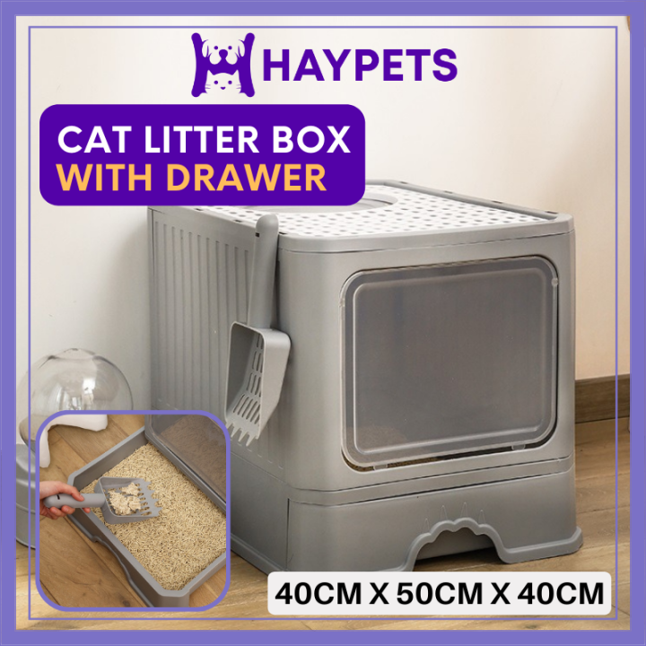 HAYPETS Foldable Cat Litter Box Extra Large Full Cover Cat Litter Box ...