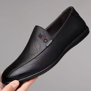 New MenS Loafers Breathable Casual Leather Shoes Soft Leather Soft Sole Non-Slip