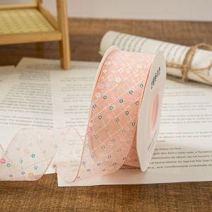 JUNOTERNEY 10 thước Ruy băng lụa 4cm Bó hoa gói quà Đồ trang trí tự làm Vải ren lưới Vật liệu đóng gói quà tặng